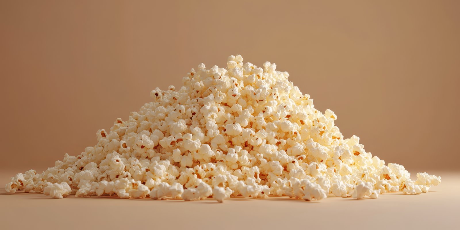 Pile of freshly popped popcorn ready for movie night celebration at home